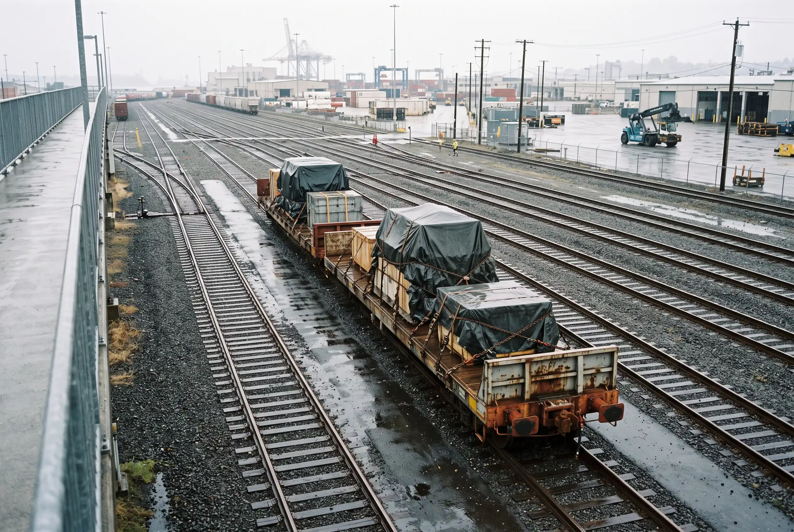 Rail freight terminal and carrier handover