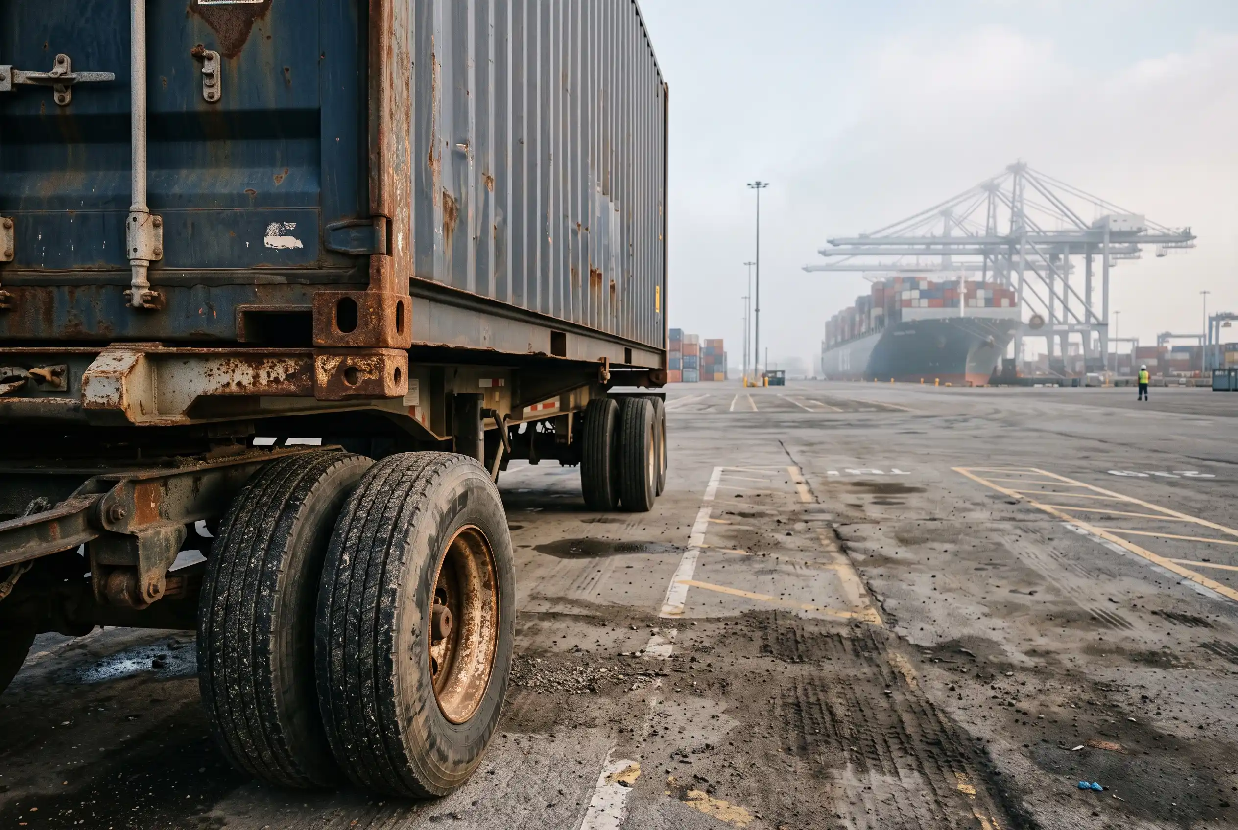 Container terminal handover before vessel loading