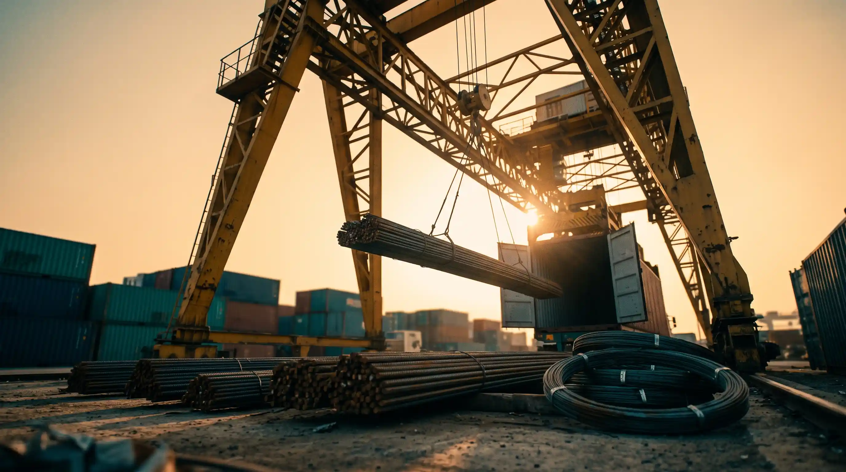 steel-export-guide-in-text2 بارگیری بستههای میلگرد فولادی در کانتینر بندری برای صادرات دریایی بینالمللی