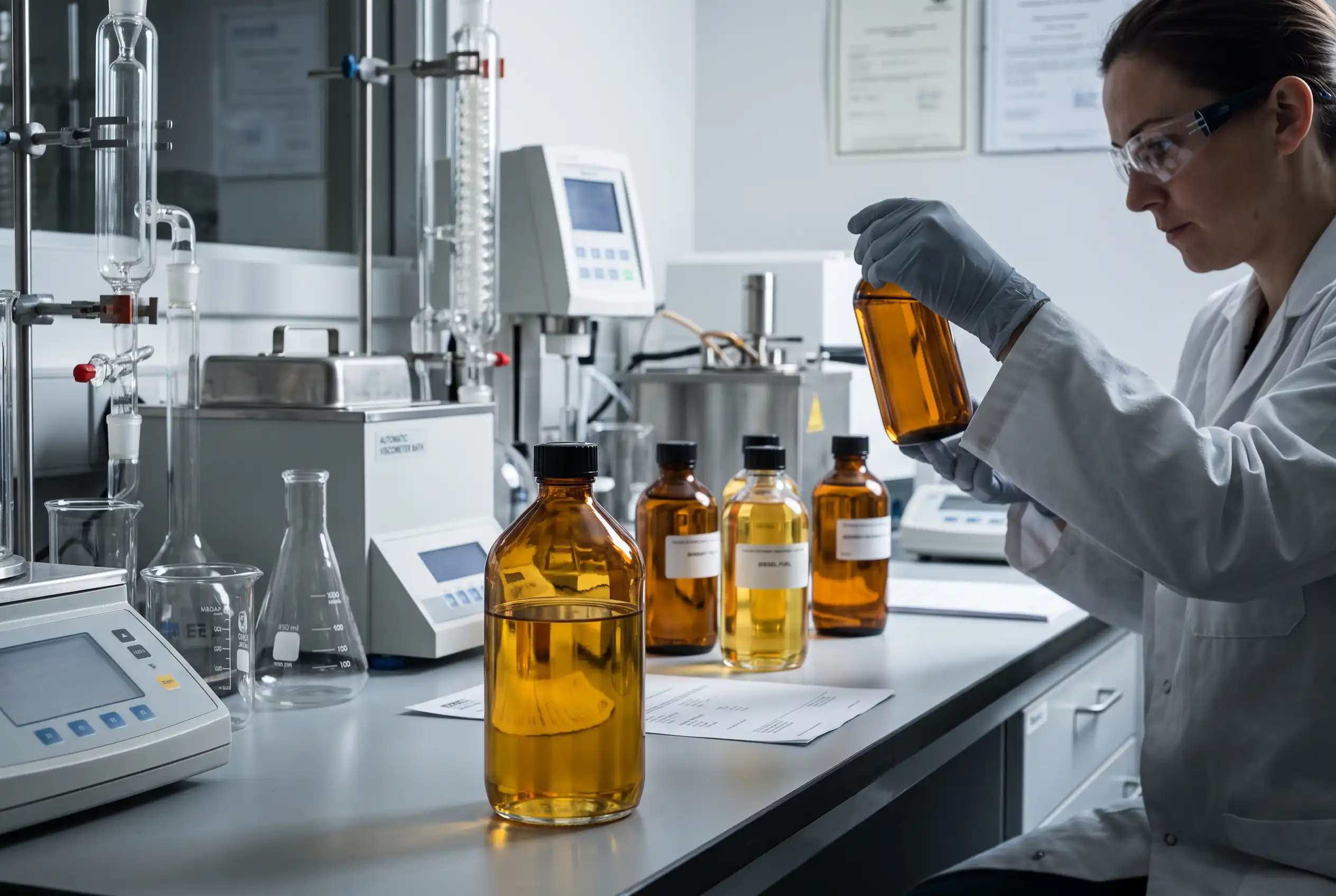 D2 diesel laboratory samples used to evaluate quality parameters and test methods نمونههای آزمایشگاهی گازوئیل D2 برای بررسی پارامترهای کیفیت و روشهای آزمون