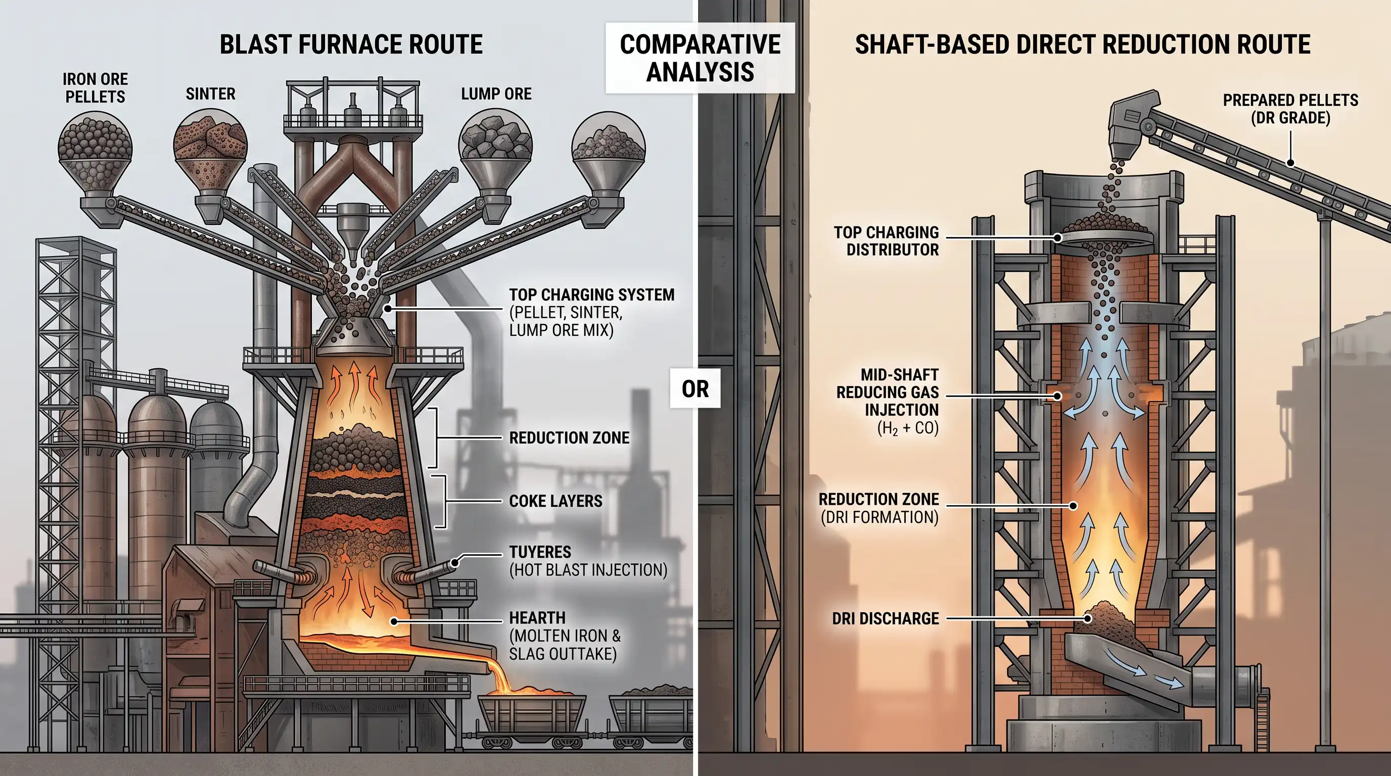 Iron ore pellet use in blast furnace and direct reduction routes کاربرد گندله آهن در مسیرهای کوره بلند و احیای مستقیم