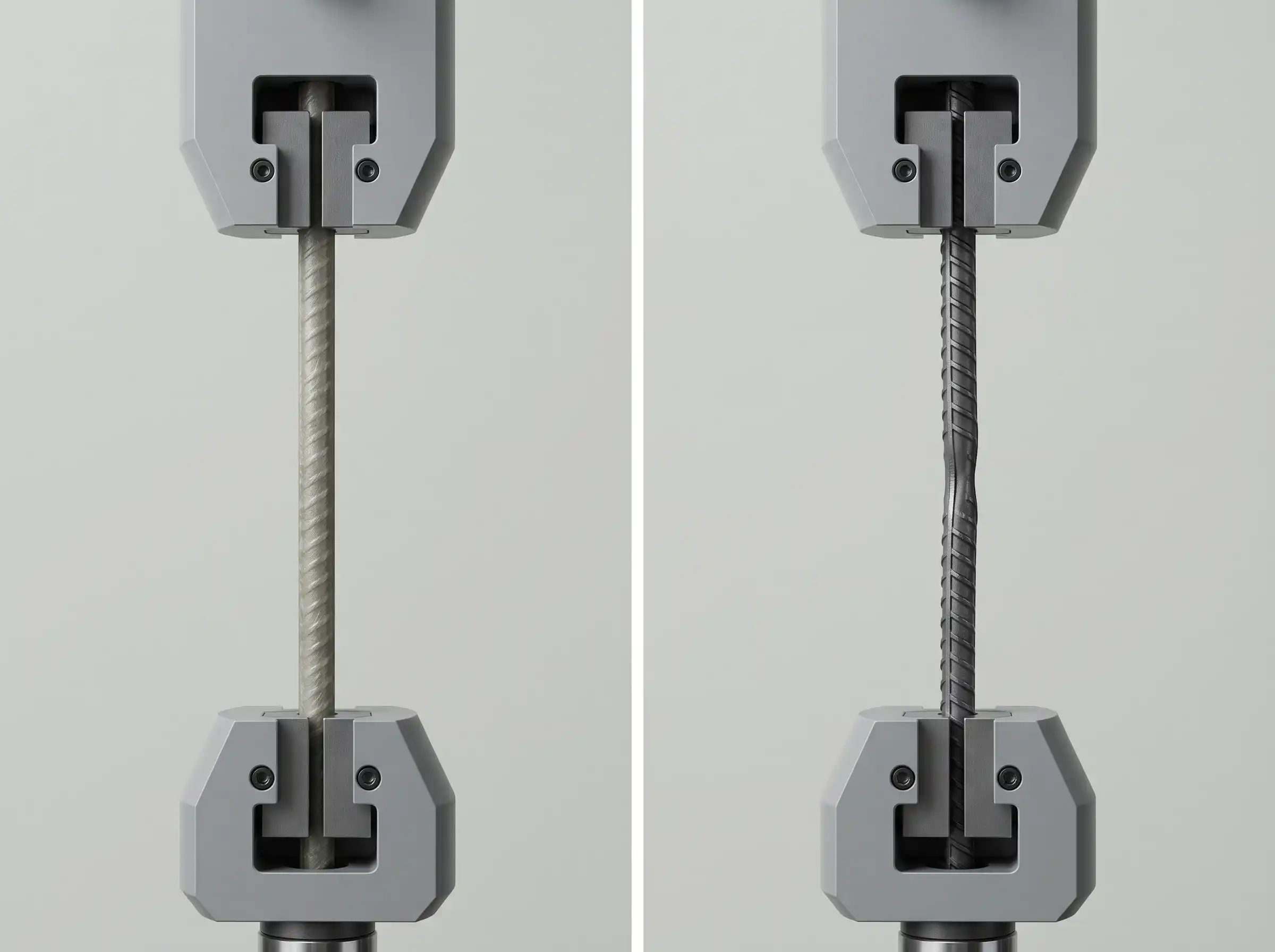 Conceptual comparison of GFRP and steel rebar tensile behavior without fabricated numerical data Conceptual comparison of GFRP and steel rebar tensile behavior without fabricated numerical data